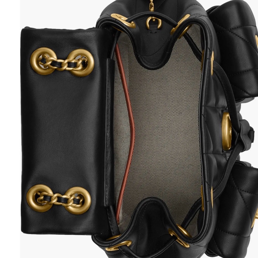 COACH Black Quilted Leather C Backpack with Gold Hardware - Picture 5 of 9
